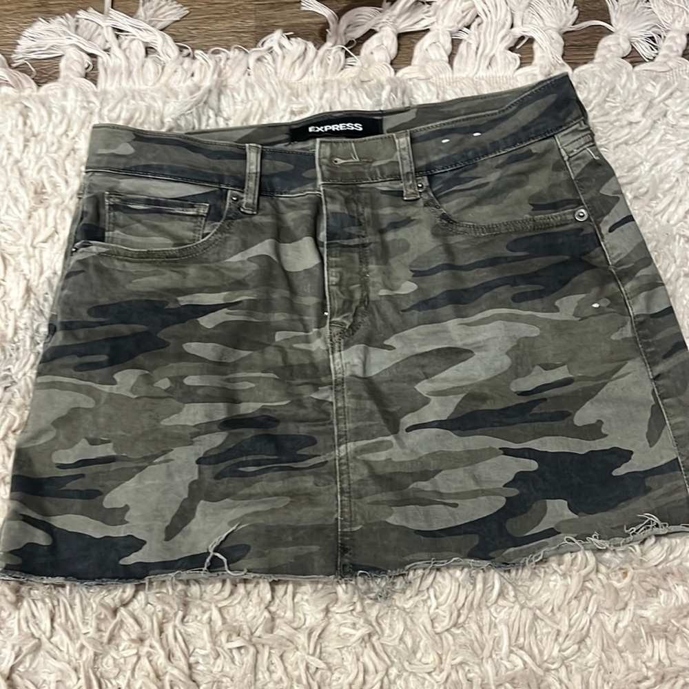 Camo mini skirt from Express